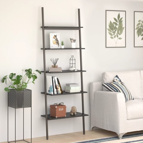 REGAŁ DRABINA Z 5 PÓŁKAMI CZARNY 64X34X185,5CM