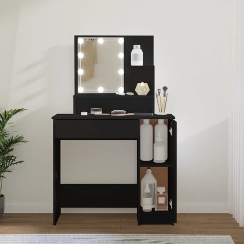 TOALETKA Z OŚWIETLENIEM LED CZARNA 86,5X35X136CM