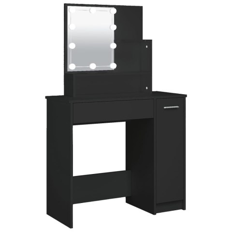 TOALETKA Z OŚWIETLENIEM LED CZARNA 86,5X35X136CM