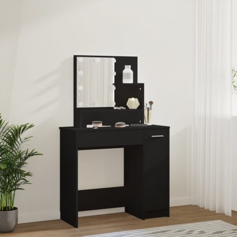 TOALETKA Z OŚWIETLENIEM LED CZARNA 86,5X35X136CM