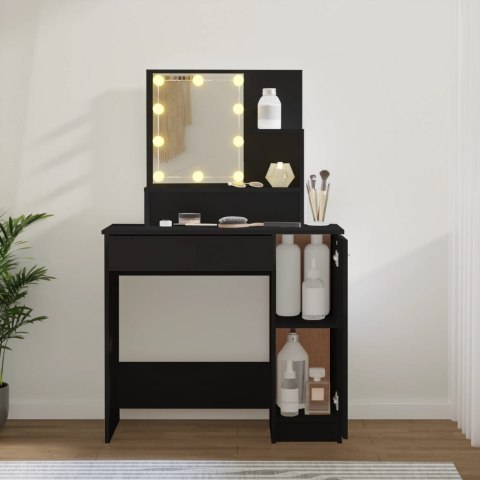 TOALETKA Z OŚWIETLENIEM LED CZARNA 86,5X35X136CM