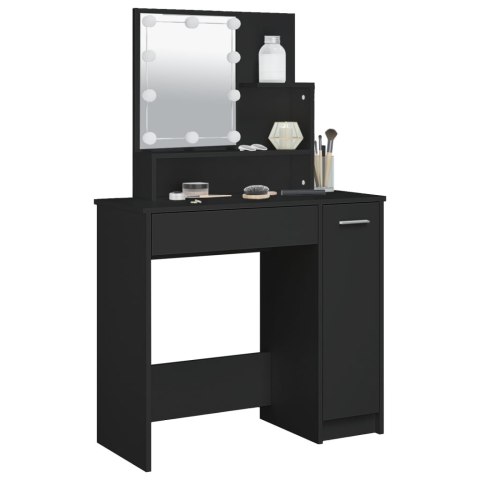 TOALETKA Z OŚWIETLENIEM LED CZARNA 86,5X35X136CM