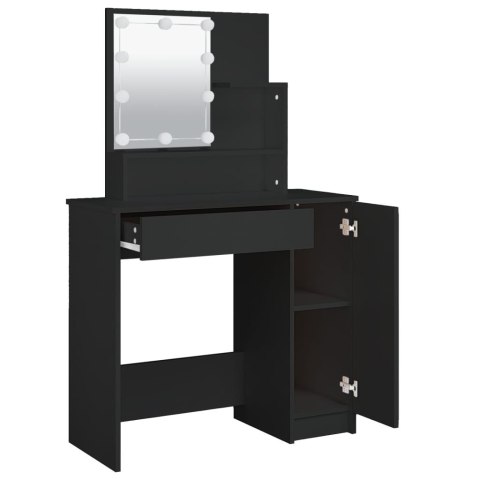 TOALETKA Z OŚWIETLENIEM LED CZARNA 86,5X35X136CM