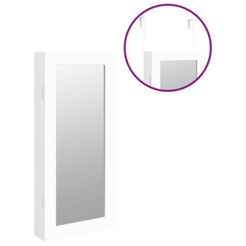 WISZĄCA SZAFKA NA BIŻUTERIĘ Z LUSTREM BIAŁA 30X8,5X67CM