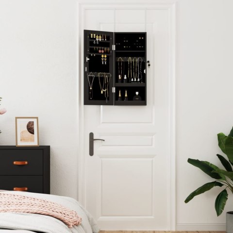 WISZĄCA SZAFKA NA BIŻUTERIĘ Z LUSTREM CZARNA 30X8,5X67CM