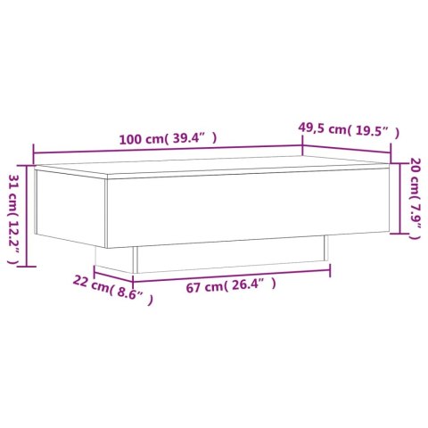 STOLIK KAWOWY BIAŁY 100X49,5X31CM