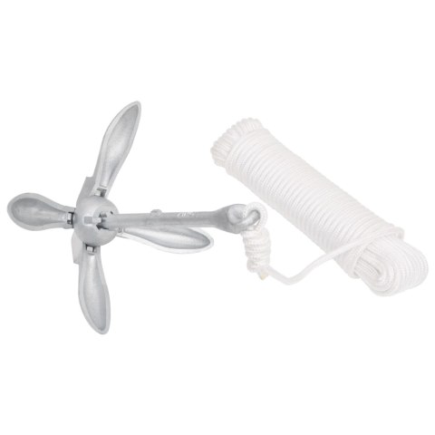 SKŁADANA KOTWICA Z LINĄ SREBRNA 1,5KG ŻELIWO CIĄGLIWE