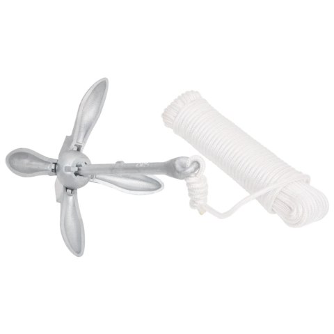 SKŁADANA KOTWICA Z LINĄ SREBRNA 3,2KG ŻELIWO CIĄGLIWE