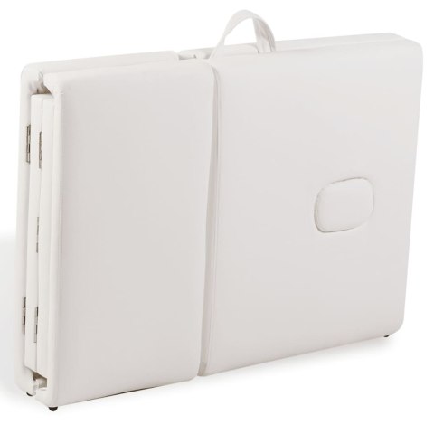 SKŁADANY STÓŁ DO MASAŻU Z ALUMINIOWĄ RAMĄ 4 STREFY KREMOWO-BIAŁY