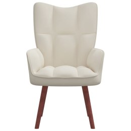 FOTEL KREMOWY OBITY AKSAMITEM