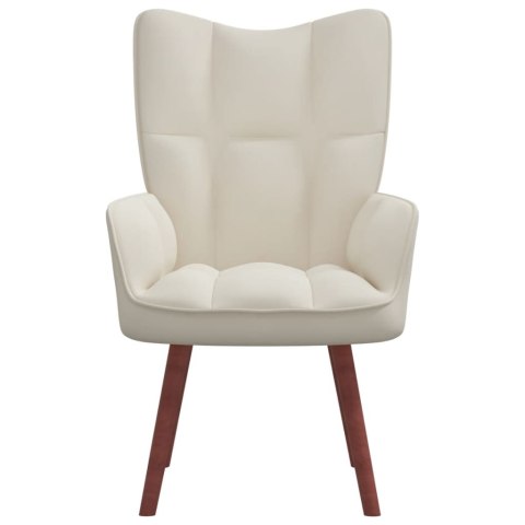 FOTEL KREMOWY OBITY AKSAMITEM