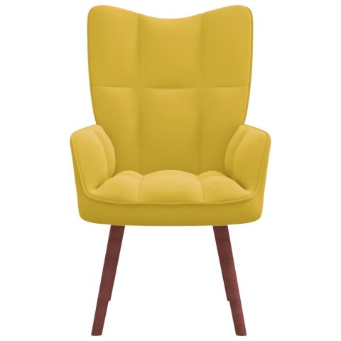 FOTEL MUSZTARDOWY OBITY AKSAMITEM