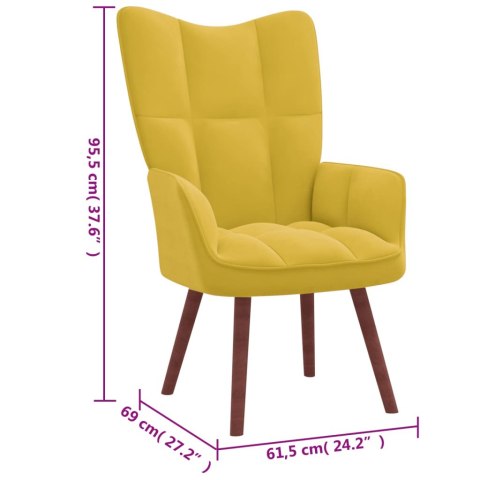 FOTEL MUSZTARDOWY OBITY AKSAMITEM