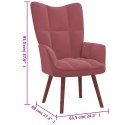 FOTEL Z PODNÓŻKIEM RÓŻOWY OBITY AKSAMITEM
