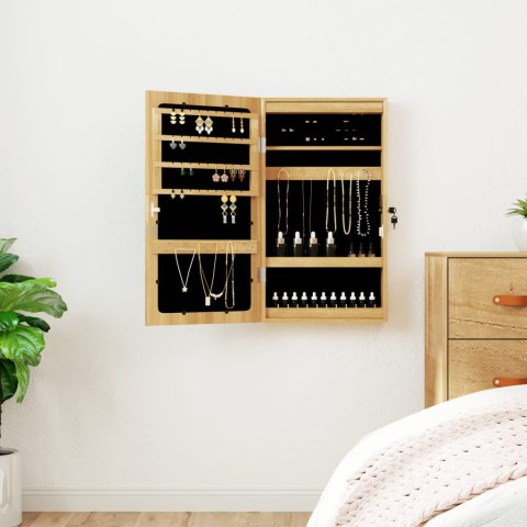 SZAFKA ŚCIENNA NA BIŻUTERIĘ Z LUSTREM I OŚWIETLENIEM LED
