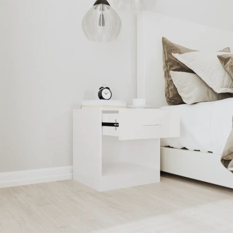 SZAFKI NOCNE Z SZUFLADĄ 2 SZTBIAŁY POŁYSK