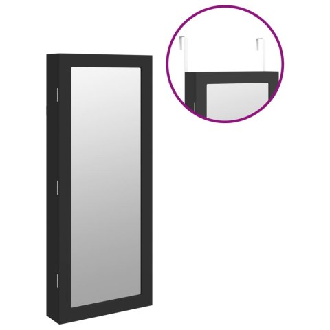 SZAFKA ŚCIENNA NA BIŻUTERIĘ Z LUSTREM I LED CZARNA