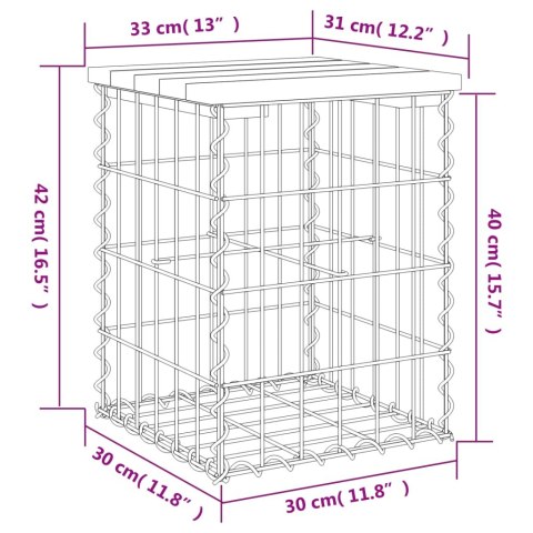 ŁAWKA OGRODOWA Z GABIONEM 33X31X42CM IMPREGNOWANA SOSNA