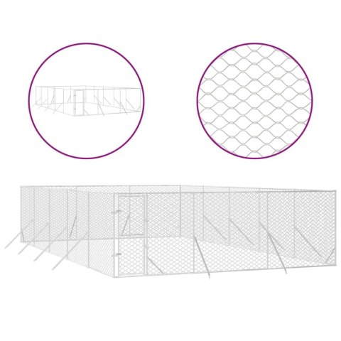KOJEC ZEWNĘTRZNY DLA PSA SREBRNY 6X10X2M STAL GALWANIZOWANA