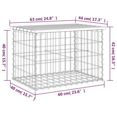 ŁAWKA OGRODOWA Z GABIONEM 63X44X42CM IMPREGNOWANA SOSNA