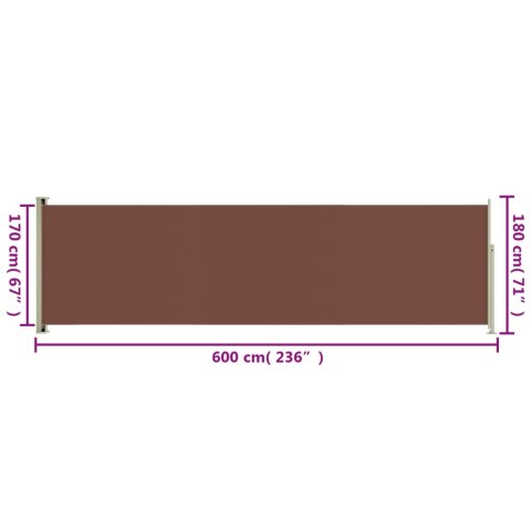 WYSUWANA MARKIZA BOCZNA NA TARAS 180X600CM BRĄZOWA