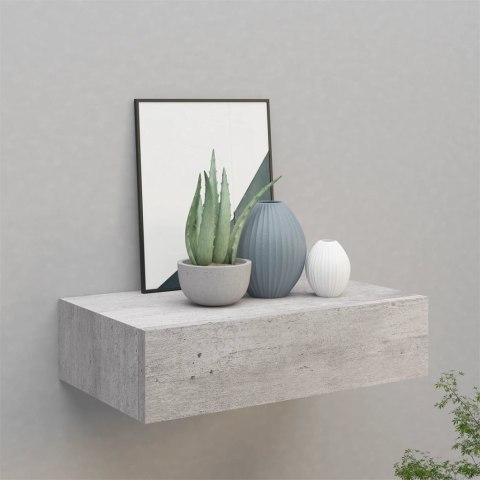 PÓŁKA ŚCIENNA Z SZUFLADĄ SZAROŚĆ BETONU 40X23,5X10CM
