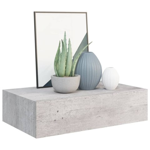 PÓŁKA ŚCIENNA Z SZUFLADĄ SZAROŚĆ BETONU 40X23,5X10CM