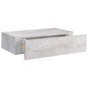 PÓŁKA ŚCIENNA Z SZUFLADĄ SZAROŚĆ BETONU 40X23,5X10CM