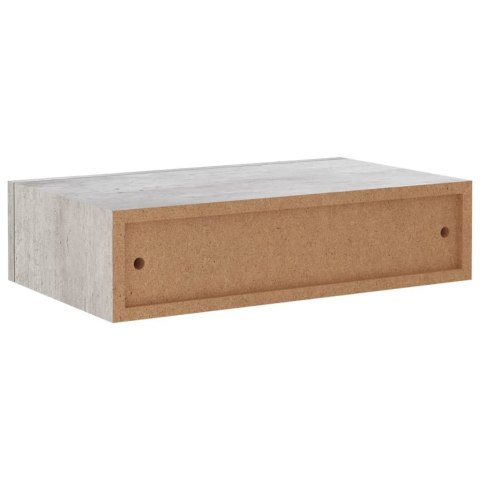 PÓŁKA ŚCIENNA Z SZUFLADĄ SZAROŚĆ BETONU 40X23,5X10CM