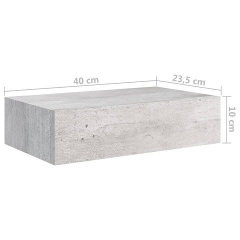 PÓŁKA ŚCIENNA Z SZUFLADĄ SZAROŚĆ BETONU 40X23,5X10CM