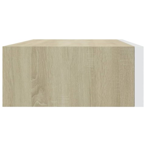PÓŁKI ŚCIENNE Z SZUFLADĄ 2 SZT. DĄB I BIEL 40X23,5X10CM