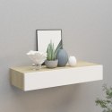 PÓŁKA ŚCIENNA Z SZUFLADĄ, DĄB I BIEL, 60X23,5X10CM, MDF