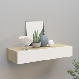 PÓŁKA ŚCIENNA Z SZUFLADĄ, DĄB I BIEL, 60X23,5X10CM, MDF