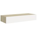 PÓŁKA ŚCIENNA Z SZUFLADĄ, DĄB I BIEL, 60X23,5X10CM, MDF