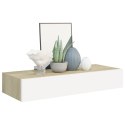 PÓŁKA ŚCIENNA Z SZUFLADĄ, DĄB I BIEL, 60X23,5X10CM, MDF