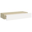PÓŁKA ŚCIENNA Z SZUFLADĄ, DĄB I BIEL, 60X23,5X10CM, MDF