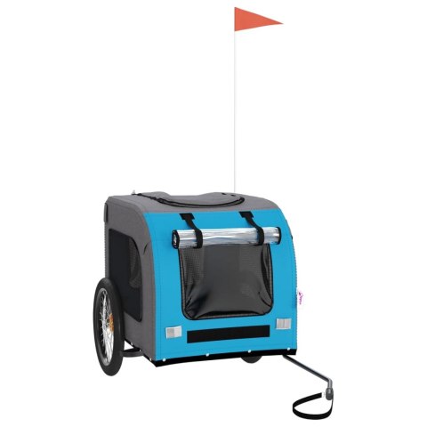 PRZYCZEPKA ROWEROWA DLA ZWIERZĄT PSA KOTA NIEBIESKO-SZARA TKANINA OXFORD