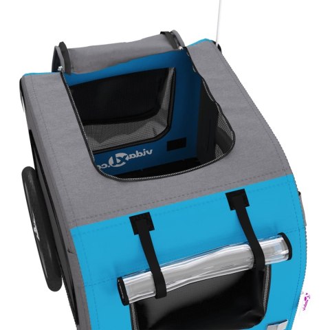 PRZYCZEPKA ROWEROWA DLA ZWIERZĄT PSA KOTA NIEBIESKO-SZARA TKANINA OXFORD