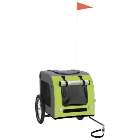 PRZYCZEPKA ROWEROWA DLA ZWIERZĄT PSA KOTA ZIELONO-SZARA TKANINA OXFORD