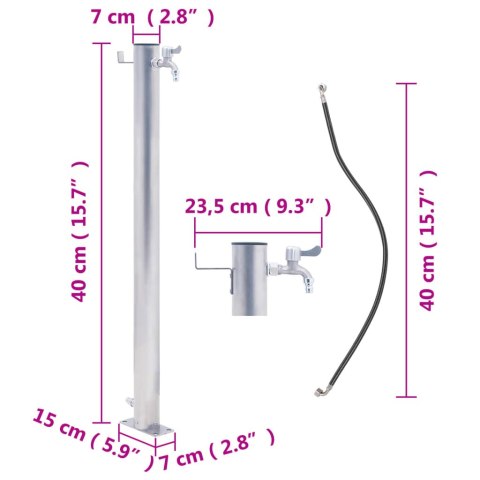 KRAN OGRODOWY NA OKRĄGŁYM SŁUPKU 40CM STAL NIERDZEWNA