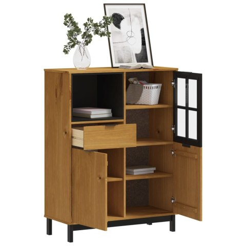 KREDENS Z PRZESZKLONYMI DRZWIAMI FLAM 92X40X122,5CM SOSNA