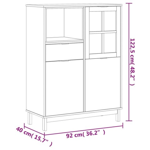 KREDENS Z PRZESZKLONYMI DRZWIAMI FLAM 92X40X122,5CM SOSNA
