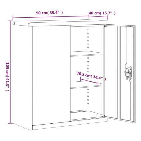 SZAFKA NA DOKUMENTY ANTRACYTOWA 90X40X105CM STALOWA