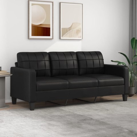 3-OSOBOWA SOFA CZARNA 180CM OBITA SZTUCZNĄ SKÓRĄ