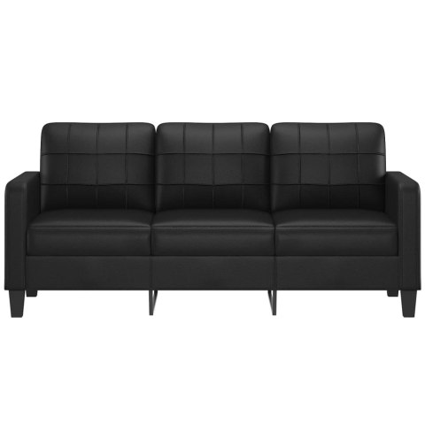 3-OSOBOWA SOFA CZARNA 180CM OBITA SZTUCZNĄ SKÓRĄ