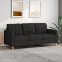 SOFA 3-OSOBOWA CZARNA 180CM TAPICEROWANA TKANINĄ