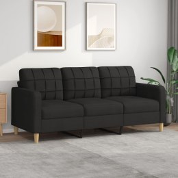 SOFA 3-OSOBOWA CZARNA 180CM TAPICEROWANA TKANINĄ