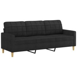 SOFA 3-OSOBOWA CZARNA 180CM TAPICEROWANA TKANINĄ