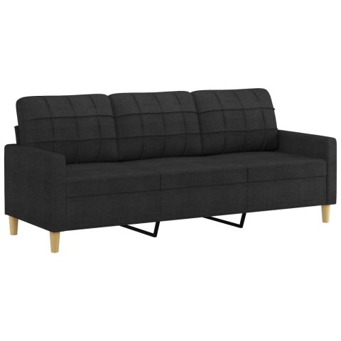 SOFA 3-OSOBOWA CZARNA 180CM TAPICEROWANA TKANINĄ