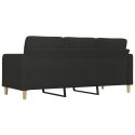 SOFA 3-OSOBOWA CZARNA 180CM TAPICEROWANA TKANINĄ